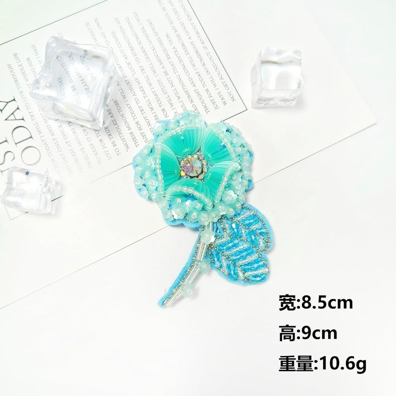 JRYYR Flower Sequin Applique,Blue Beaded Applique for Dresses，Hats, Bags and Other Garments Decorative Floral Patches(Light Blue-A Flower) - Image 2